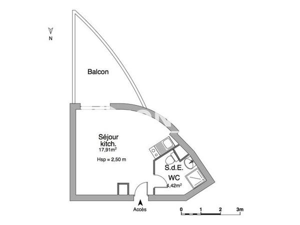 Location Studio meublé 22.33 m² - 60 RUE ALFRED KASTLER La Rochelle 17000