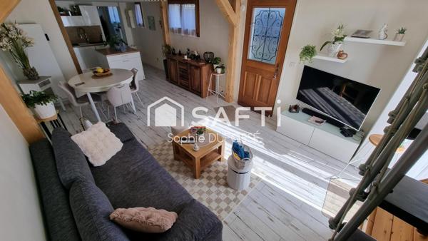 Maison de 1960  de 48 m² habitables et 27 m² au sol au 1er étage espaces bien optimisés sur un terrain clos de 496 m²