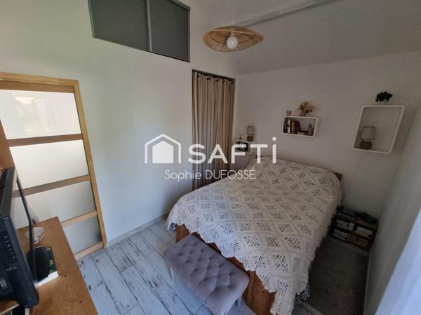 Maison de 1960  de 48 m² habitables et 27 m² au sol au 1er étage espaces bien optimisés sur un terrain clos de 496 m²