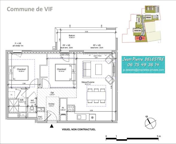 APPARTEMENT 3 PIECES avec balcon Box et parking privatif à VIF