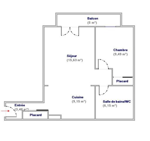 Appartement à vendre 2 pièces de 45 m²
