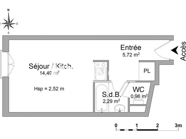 Location Studio meublé 23.29 m² - 5 RUE JEAN JAURES Poitiers 86000