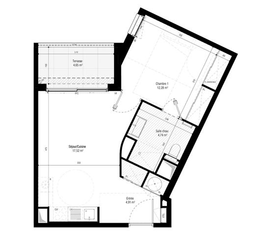 Appartement 2 pièces 39.45 m2