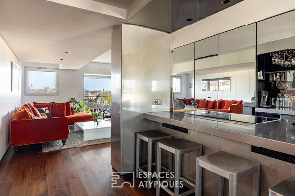 Appartement d’architecte au dernier étage, vue ciel