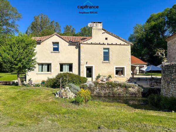 Propriete à vendre 6 pièces proche de MONTCUQ (46), moulin et dépendances sur terrain de 1,67 ha