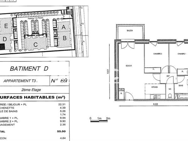 Location Appartement 3 pièces 55.9 m² - RESIDENCE GAIA - 610 BOULEVARD DE HERNE PORTE D69 Henin Beaumont 62110
