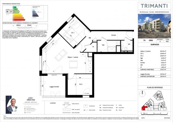 Vente Appartement 3 pièces 72 m2 à Bourgoin-Jallieu