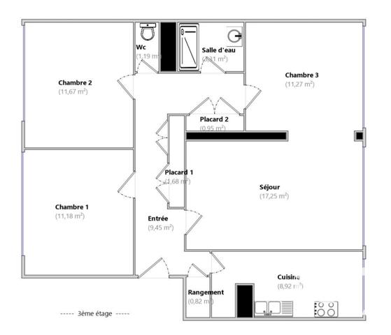 Appartement à vendre 4 pièces 78 m² Vitry-sur-Seine