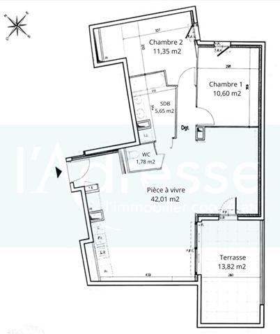 EXCLUSIVITÉ L''ADRESSE IMMOBILIER - MONTPELLIER QUARTIER OVALIE - RÉSIDENCE RÉCENTE 2015 - DERNIER ÉTAGE - APPARTEMENT 3/4 PIÈCES - 73,46 M2 - TERRASSE 14 M2.