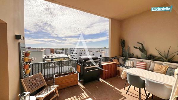 EXCLUSIVITÉ L''ADRESSE IMMOBILIER - MONTPELLIER QUARTIER OVALIE - RÉSIDENCE RÉCENTE 2015 - DERNIER ÉTAGE - APPARTEMENT 3/4 PIÈCES - 73,46 M2 - TERRASSE 14 M2.