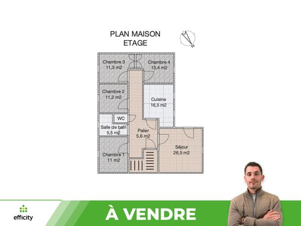 Maison 6 pièces - 115 m² Exclusivité efficity