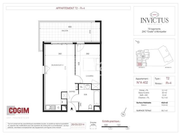 Appartement · Location Montpellier (34070) 2 pièces · 44m²