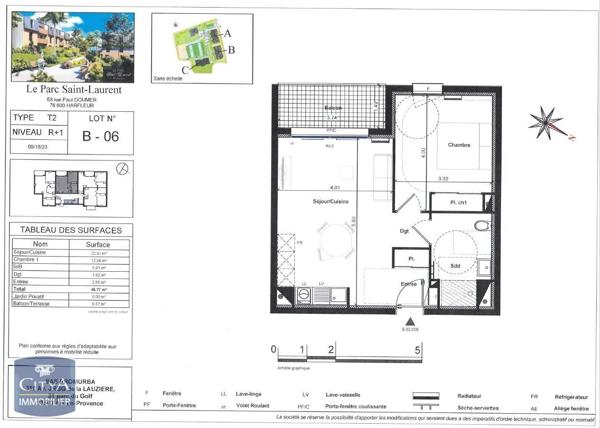 Appartement à louer 2 pièces 45.77m² Harfleur (76700)
