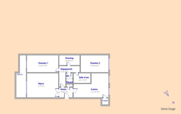 Appartement 3 pièces - 75 m² Exclusivité efficity