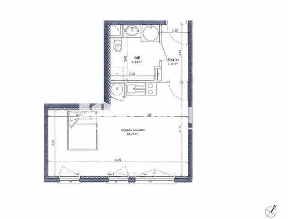 Location Studio 33.54 m² - BATIMENT D Caen 14000