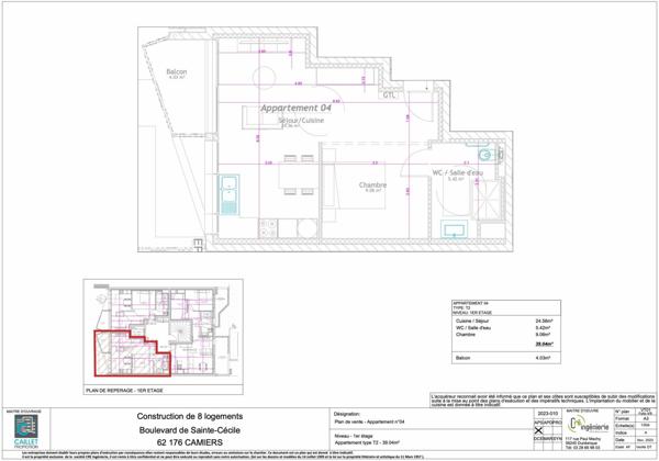 Appartement à vendre    2 pièces • 39,04 m2 Camiers