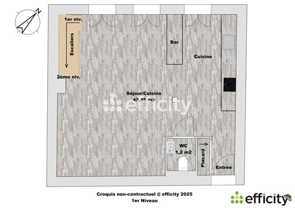 Appartement 3 pièces - 78 m² Exclusivité efficity