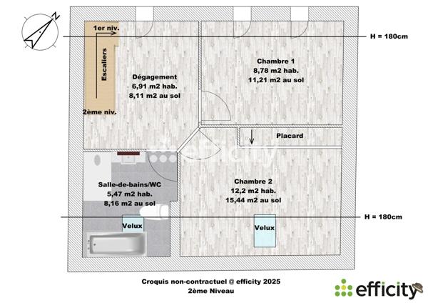 Appartement 3 pièces - 78 m² Exclusivité efficity