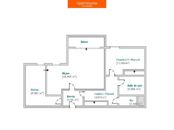 Appartement T2 de 52,88 m² avec balcon, vue panoramique – Le Mans (72) Quartier Est