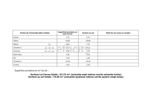 Appartement 3 pièces - 68 m² Exclusivité efficity