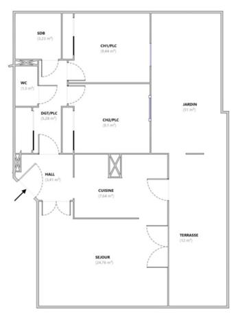 Appartement T3 en rez-de-jardin, fonctionnel et confortable, avec terrasse privative et stationnement MARSEILLE 13014