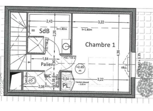 A louer VILLENAVE D'ORNON (33), appartement T2 de 45 m² avec terrasse de 7 m²