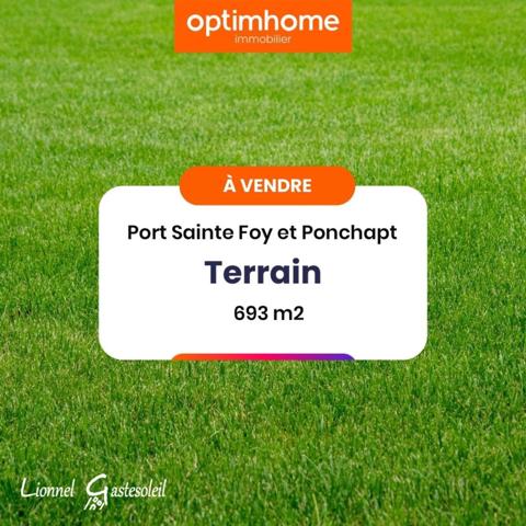 Terrain à vendre de 693,00 m² - Quartier calme - PORT SAINTE FOY ET PONCHAPT (33)