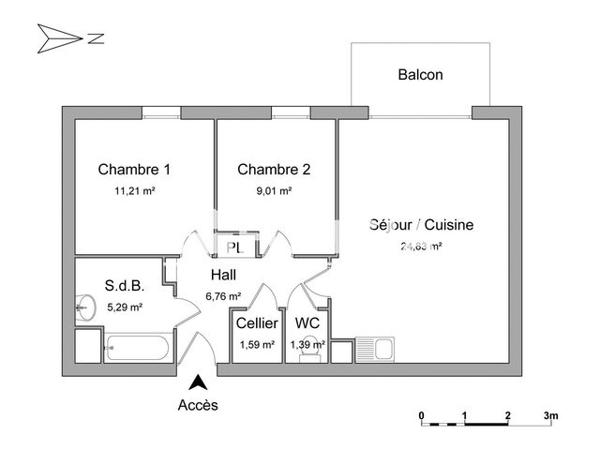 Location Appartement 3 pièces 60.08 m² - RUE FRANCOIS MITTERRAND - RUE LAMARTINE Armentieres 59280