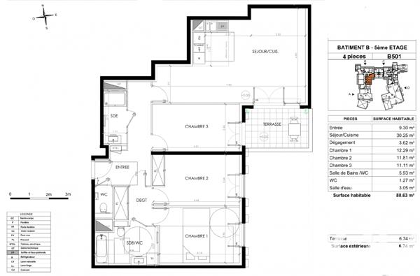 Appartement à vendre 4 pièces 89 m² Le Plessis-Robinson