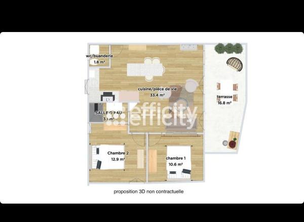Appartement
         3 pièces
        - 62 m² Exclusivité 194 500 € *