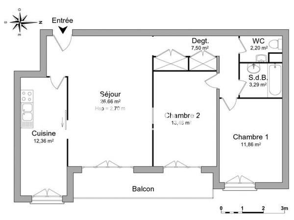 Location Appartement 3 pièces 77.4 m² - 15 E RUE LETANDUERE Angers 49100