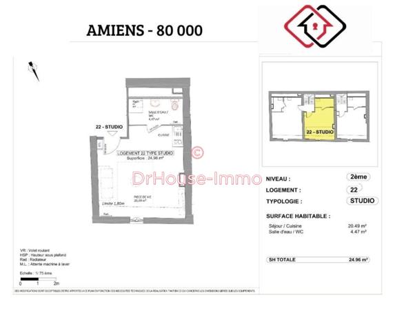 Appartement à vendre 1 pièce de 24 m²