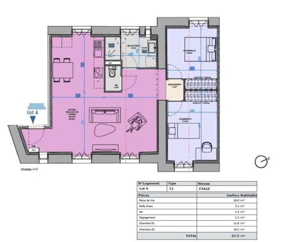 Vente Appartement Marcilly D Azergues 3 pièce(s) 67.50 m2
