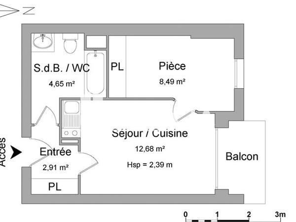 Location Appartement 2 pièces 28.73 m² - 59 AVENUE ETIENNE BILLIERES Toulouse 31300