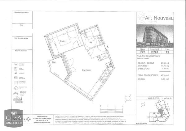 Appartement à louer 2 pièces 46.7m²