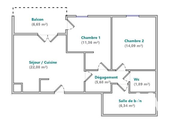 Appartement à vendre 3 pièces 61,41 m² Lyon 8