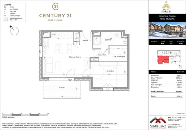 Appartement T1 à vendre  2 pièces - 48,28 m 2   MORZINE  - 74