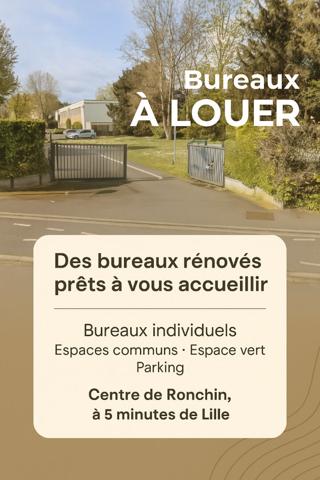 Location Bureaux15 m² - 1 Pièce - RONCHIN (59790)