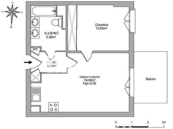 Location Appartement 2 pièces 38.23 m² - PASEO DES ARTS Vallauris 06220