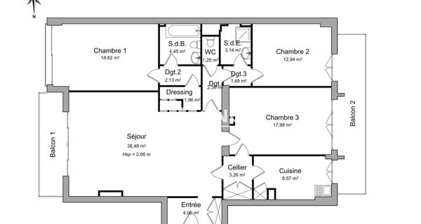 Location Appartement 4 pièces 120.65 m² - Marseille 13008