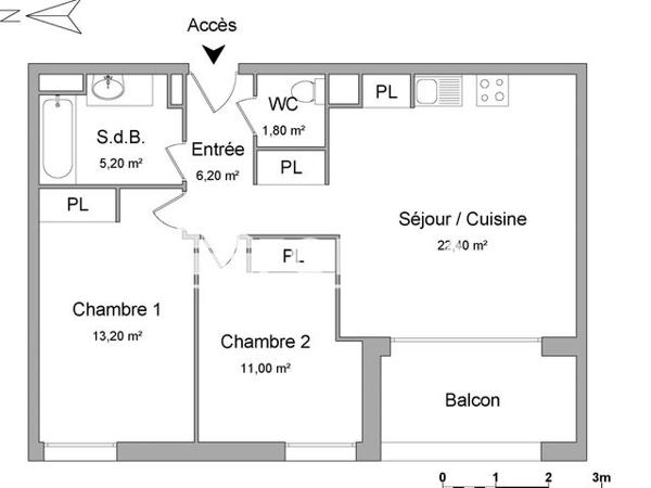Location Appartement 3 pièces 59.8 m² - 1 CHEMIN DE VIREBENT Toulouse 31200
