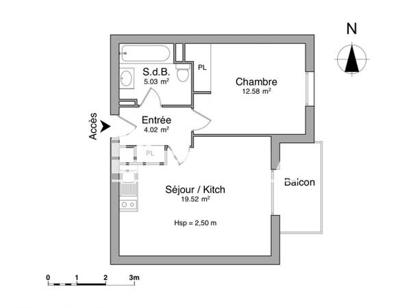 Location Appartement 2 pièces 41.24 m² - LES CANOTIERS La Riviere Saint Sauveur 14600