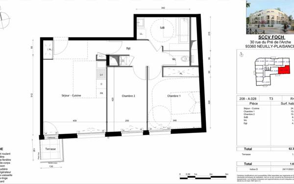 Appartement à vendre    3 pièces • 62,37 m2 Neuilly-Plaisance