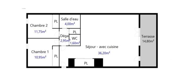 Appartement T3 à vendre  3 pièces - 67,45 m2 MARSEILLE - 13009