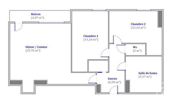 Appartement F3 à vendre  3 pièces - 61,40 m2 COLOMBES - 92