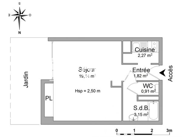 Location Studio 27.29 m² - 25 RUE DE CUQUES Aix-en-provence 13100