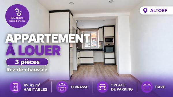 Altorf, appartement 3 pièces de 49,42 m² avec terrasse, parking et cave