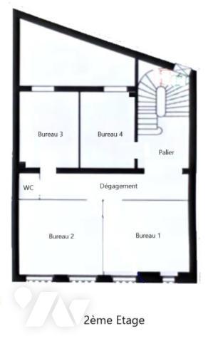 Hôtel particulier, usage commercial, R+3, 14 pièces, élevé sur sous-sol, 321 m² utiles env. Libre.
