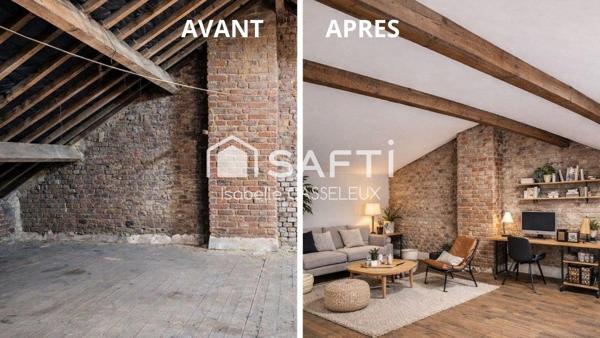 Maison de ville en briques de 110 m² – 2 chambres, garage, dépendances et jardin à Guise