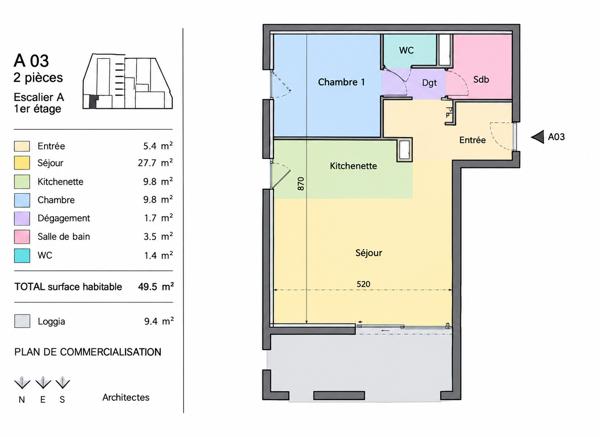 T2 de 49,5 m² avec grande terrasse et parking en sous-sol – Montpellier Ovalie